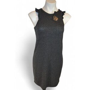 Chaser Mini Dress S Sleeveless Racerback Gray Ruffle Shoulders NWT Casual Soft